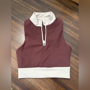 Wilo the label - Chic brown and Cream Zip-Up Tank Top
